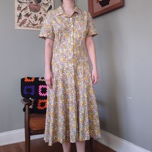 Yellow Floral Handmade Shirtdress